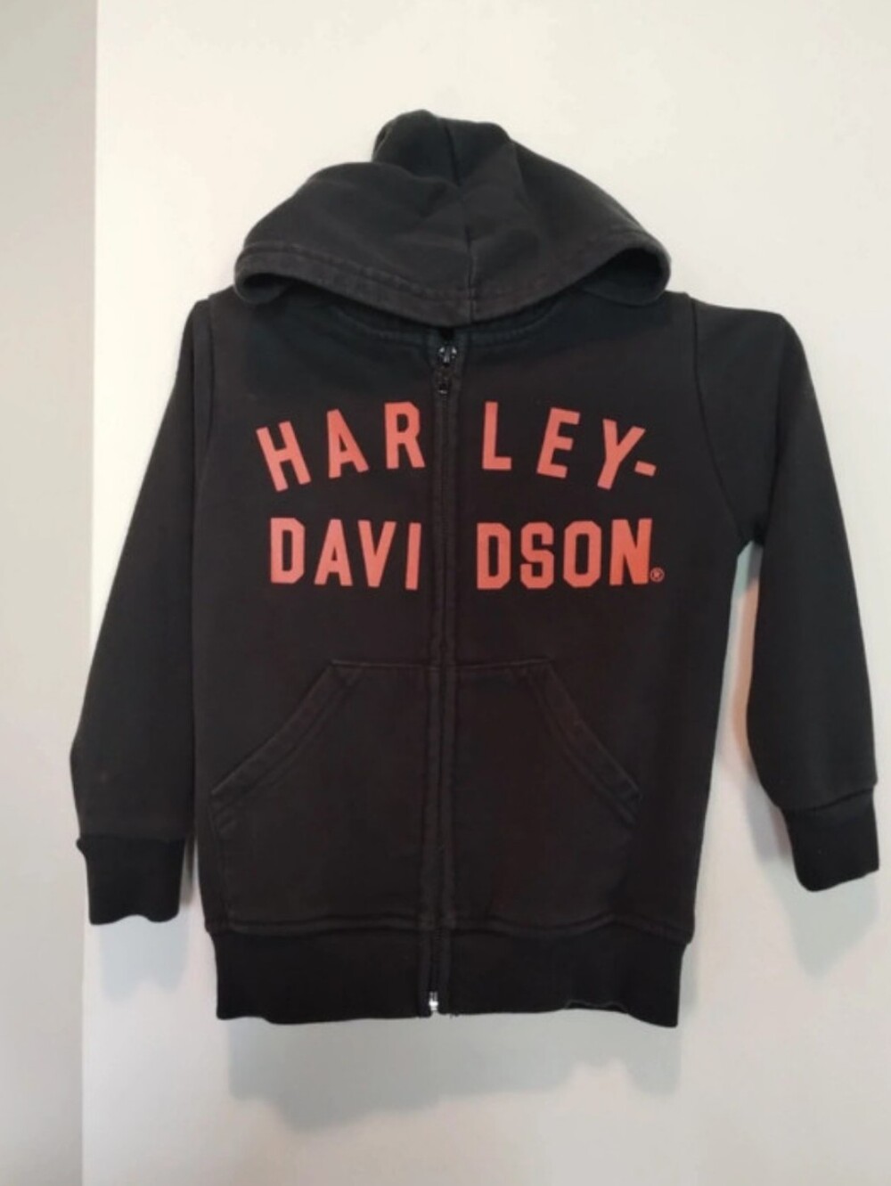 Harley-Davidson Boys Full Zip Hoodie Eagle Graphic Black/Orange 2T 3T